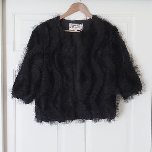 Pink Martini black textured fuzzy coat S